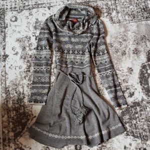 Krimson Klover Gray Patterned Long Sleeve Dress